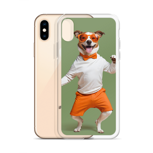 Funny Dancing Dog Green iPhone Case