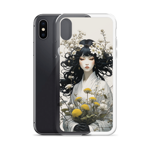 Oriental Lady with Yellow Flowers iPhone Case