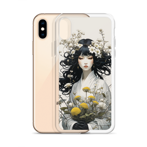 Oriental Lady with Yellow Flowers iPhone Case