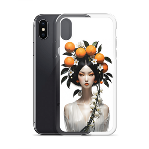 Beauty Lady with Orange Fruits iPhone Case