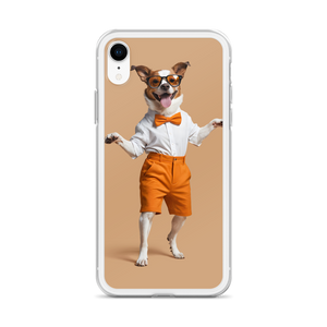 Happy Dancing Dog Beige iPhone Case