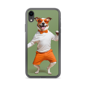 Funny Dancing Dog Green iPhone Case