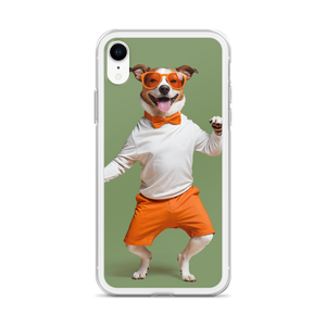 Funny Dancing Dog Green iPhone Case