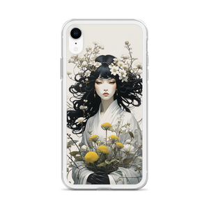 Oriental Lady with Yellow Flowers iPhone Case