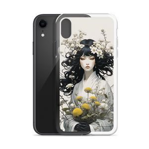 Oriental Lady with Yellow Flowers iPhone Case