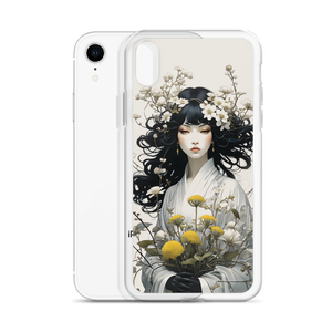 Oriental Lady with Yellow Flowers iPhone Case