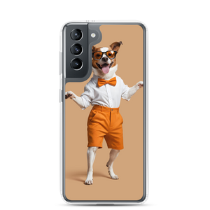 Happy Dancing Dog Beige Samsung Case