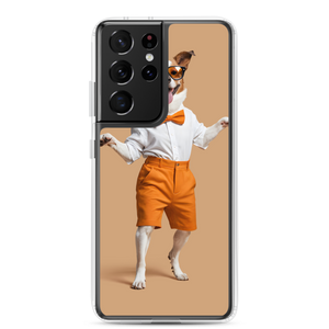 Happy Dancing Dog Beige Samsung Case