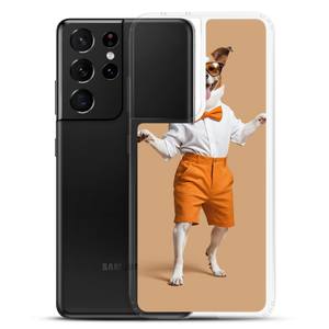 Happy Dancing Dog Beige Samsung Case