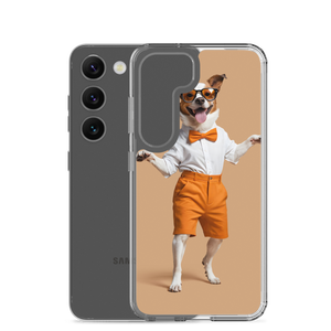 Happy Dancing Dog Beige Samsung Case