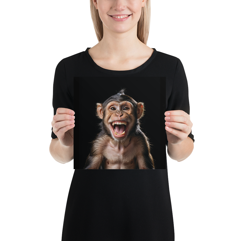 Happy Monkey Black Poster Print Art