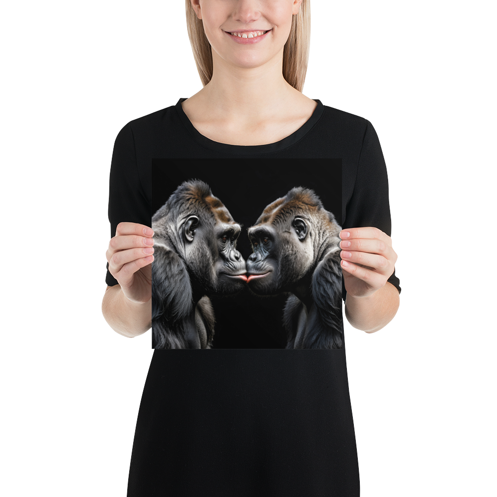 Gorilla Kissing Poster Print Art