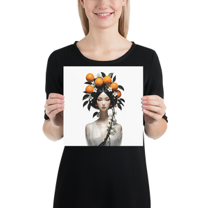 Beauty Lady with Orange Fruits Poster Print Art