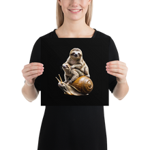 Sloth Riding A Snail Poster Print Art