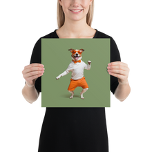 Funny Dancing Dog Green Poster Print Art