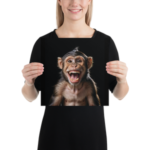 Happy Monkey Black Poster Print Art