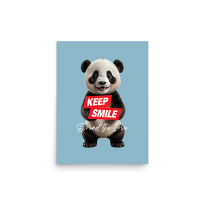 Keep Smile Blue Panda Poster Print Art