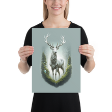 Green White Deer Poster Print Art