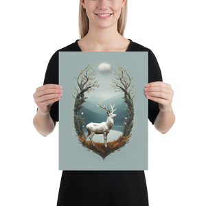 Deer By The Lake Poster Print Art