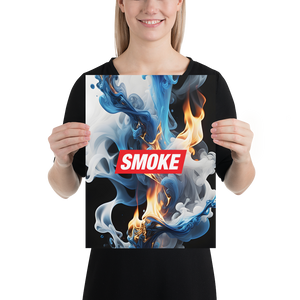 Blue Smoke Fire Poster Print Art