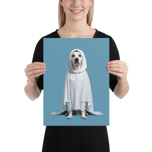 Dog in Ghost Costume Poster Print Art