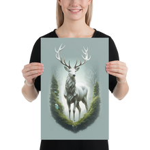 Green White Deer Poster Print Art