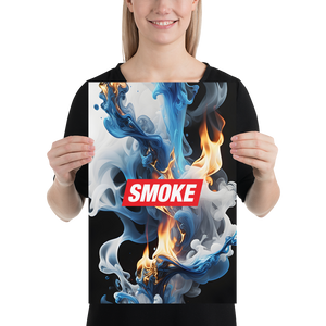 Blue Smoke Fire Poster Print Art