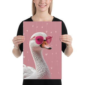 Cute Pink Swan Poster Print Art