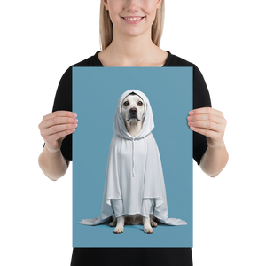 Dog in Ghost Costume Poster Print Art