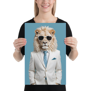 Funky White Lion Poster Print Art