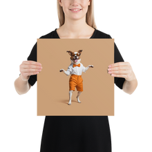 Happy Dancing Dog Beige Poster Print Art