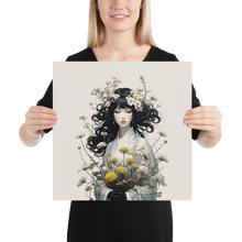 Oriental Lady with Yellow Flowers Poster Print Art