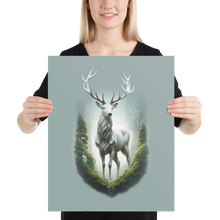 Green White Deer Poster Print Art