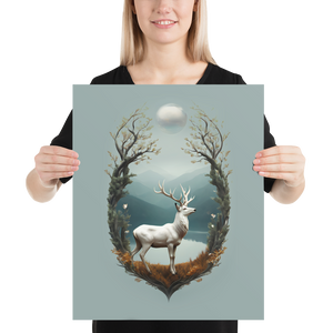 Deer By The Lake Poster Print Art