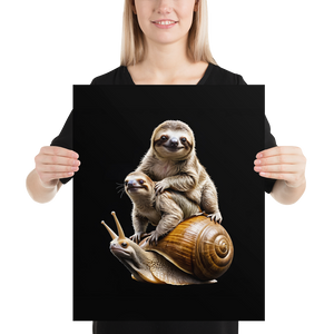 Sloth Riding A Snail Poster Print Art