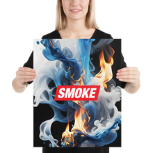 Blue Smoke Fire Poster Print Art