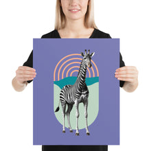 Giraffe Zebra Purple Poster Print Art