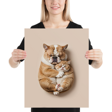 Cute Baby Cat and Dog Sleep Poster Print Art