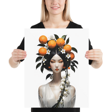 Beauty Lady with Orange Fruits Poster Print Art