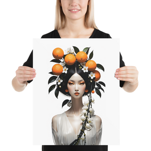 Beauty Lady with Orange Fruits Poster Print Art