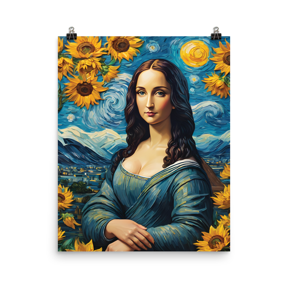 Monalisa Painting in Van Gogh Style Poster Print Art