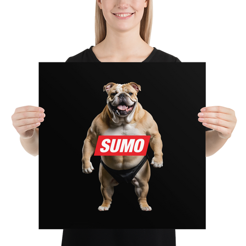 Sumo Bulldog Black Poster Print Art