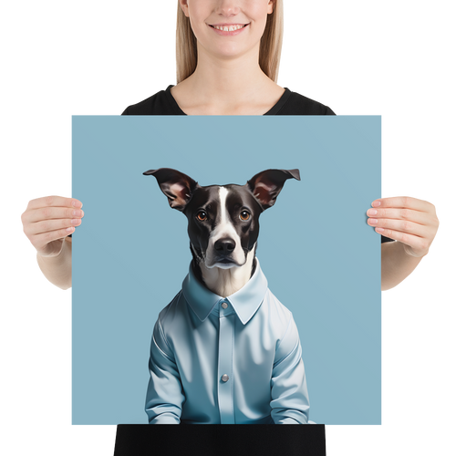 Sad Dog Blue Poster Print Art