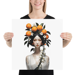 Beauty Lady with Orange Fruits Poster Print Art