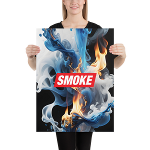 Blue Smoke Fire Poster Print Art