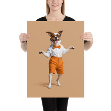 Happy Dancing Dog Beige Poster Print Art