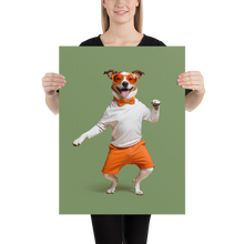 Funny Dancing Dog Green Poster Print Art