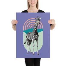 Giraffe Zebra Purple Poster Print Art