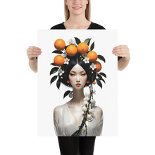 Beauty Lady with Orange Fruits Poster Print Art