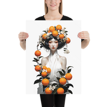 Oriental Lady with Orange Fruits Poster Print Art